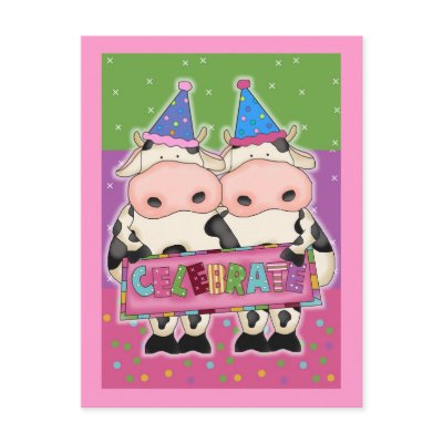 Cow Birthday Cards and Postage Stamps Post Card by kids_birthdays