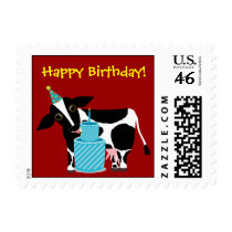 Cow Birthday Postage Stamp Funny