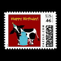 Cow Birthday Postage Stamp Funny