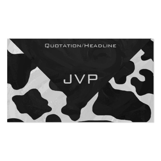Cow Black and White Print Business Card (back side)
