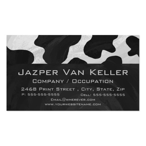 Cow Black and White Print Business Card (front side)