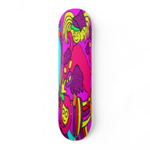 Cow/Bull and Girls Childrens Cartoon, in Pinks/Red Skateboard