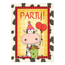 Cow - Child's Birthday Party Personalized Invite