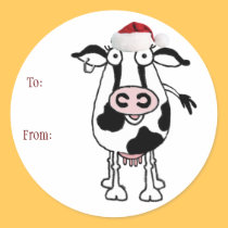 Cow Christmas Gift Sticker: To: From: by graphicdoodles Cow Christmas Gift Sticker: To: From: