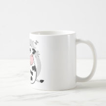 Cow drinking milk coffee mugs