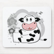 Cow drinking milk mouse pad