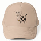 trucker_hat - A cute cow, complete with udder and cowbell shouts out Eat Me!  Im Juicy.  Cows love to be eaten.  Juicy, tasty meat containers that they are.  MMMmmmmm.: Sizes  Available colors: khaki_khaki