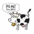 ladies_fitted_babydoll - A cute cow, complete with udder and cowbell shouts out Eat Me!  Im Juicy.  Cows love to be eaten.  Juicy, tasty meat containers that they are.  MMMmmmmm.: Sizes  Available colors: white