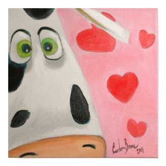 Cow face hearts cute Valentines picture print