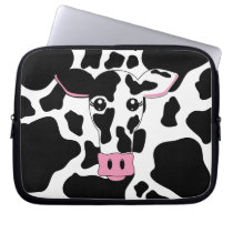Cow Face with Cow Print Laptop Sleeve