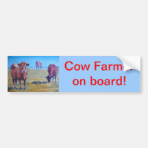 Cow Farmer 3 cows sunny day painting Bumper Stickers