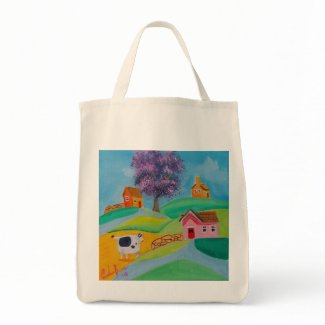 cow folk art bag