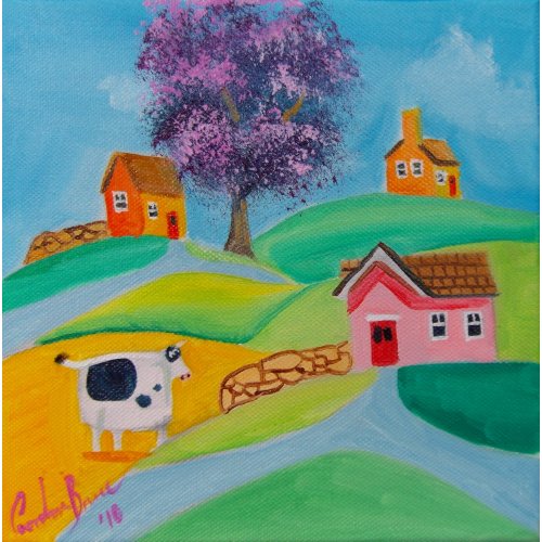 cow folk art print