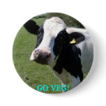 cow, GO VEG! buttons