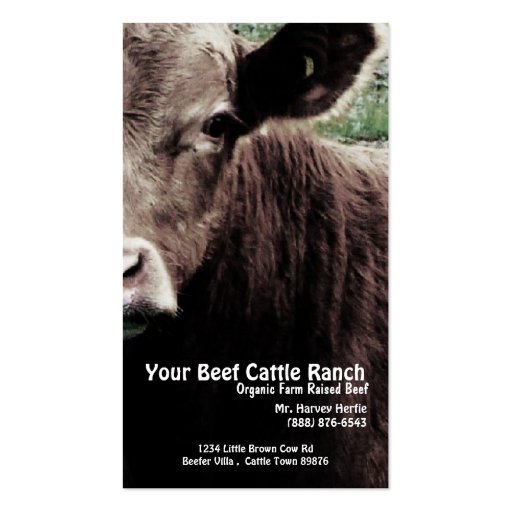 Cow Head  Beef Ranch Business Card Template (front side)