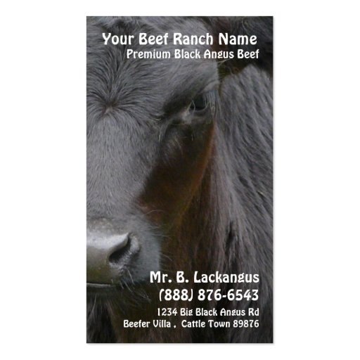 Cow Head  Black Angus Beef Ranch Business Card Template (front side)