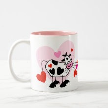 Cow Hearts Mug - Cow Lover and animal humor valentine features adorable cow, hearts and a smile!