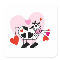 Cow Hearts Square Sticker