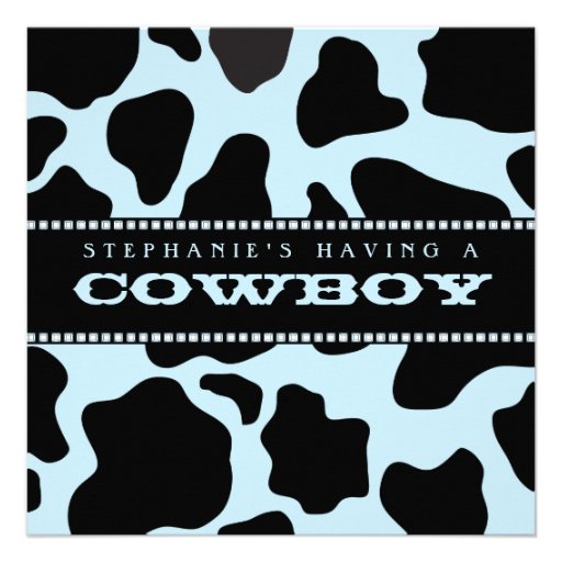 Cow Hide Print Cowboy Baby Shower Invitation