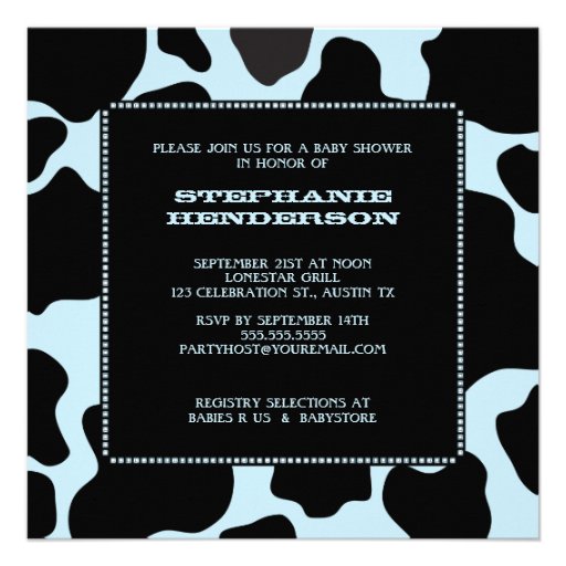 Cow Hide Print Cowboy Baby Shower Invitation