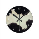 Cow Hide Round Clocks