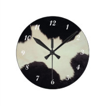 Cow Hide Round Clocks