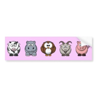 Cow Hippo Owl Goat Pig bumpersticker