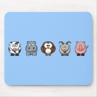 Cow Hippo Owl Goat Pig mousepad