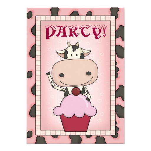 Cow - Ice Cream & Ice Skating Party Personalized Invitation