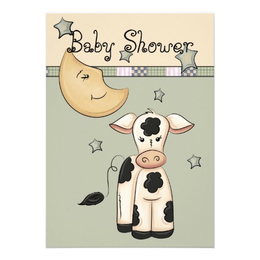 Cow Jumped Over the Moon Baby Shower Invitations