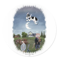 COW JUMPED OVER THE MOON stickers by SherryHolderHunt COW JUMPED OVER THE MOON stickers