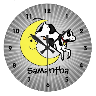 Cow Jumps Over the Moon Personalized Kids Clock