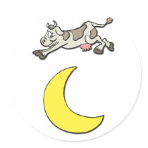 Cow Jumps Over the Moon Round Stickers