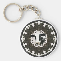 Cow kaleidoscope mandela keychain