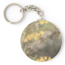 Cow Moose in the Maine Rain Key Chains