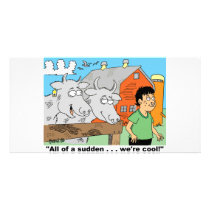COW / NOSE RING / FARMER KID CARTOON GIFTWARE CUSTOMIZED PHOTO CARD