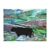 Cow Painting Gallery Wrapped Canvas