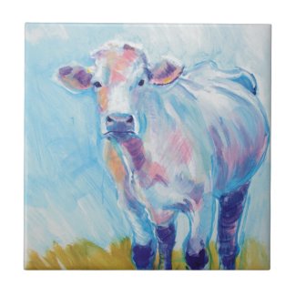 Cow Painting Tile: Purple Blue Violet tile