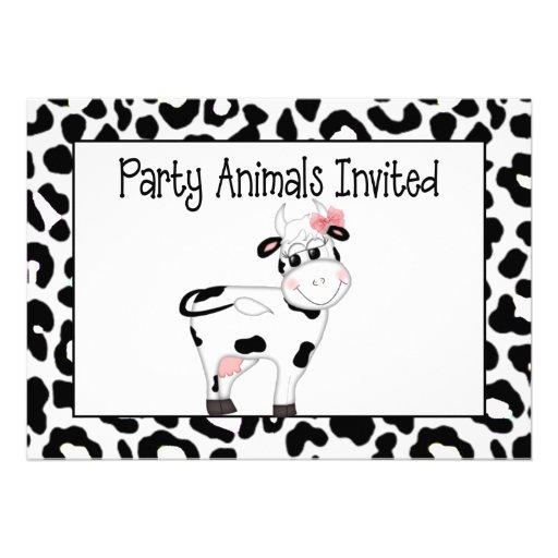 Cow Party Animal Birthday Invitation