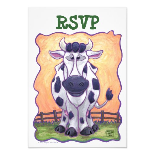 Cow Party Center Personalized Invites