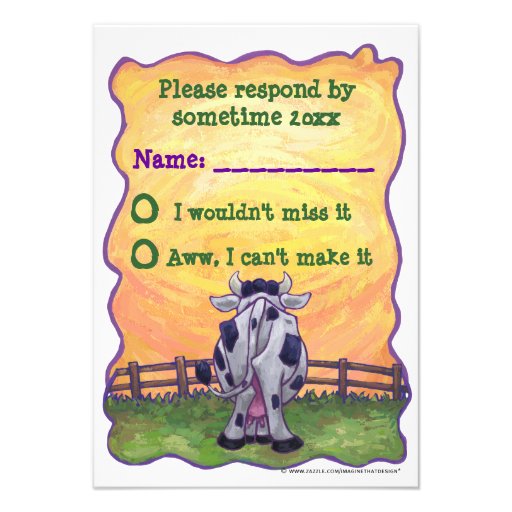 Cow Party Center Personalized Invites