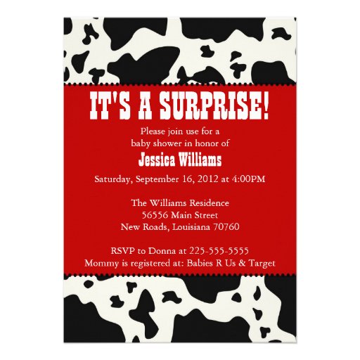 Cow Print Baby Shower Invitations