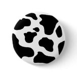 Cow print black and white blotchy pattern button