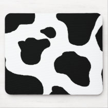 Cow print black and white blotchy pattern mouse pad