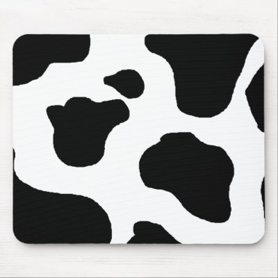 Cow print black and white blotchy pattern Mouse Pad