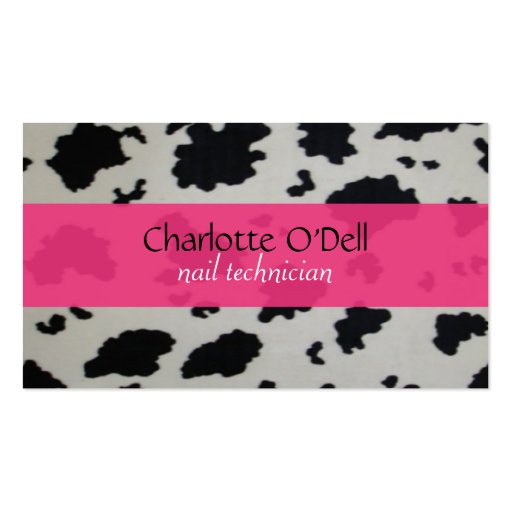 cow print; pink business card templates
