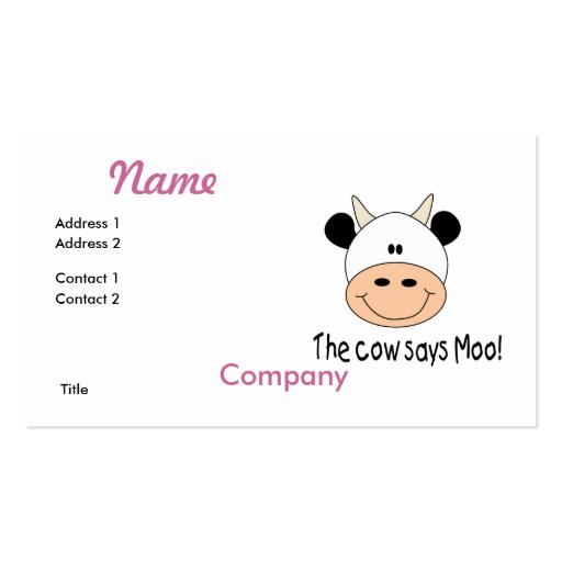 Cow Says Moo Business Card Template