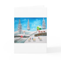 COW SHEEP folk winter SNOW SCENE painting G Bruce Cards