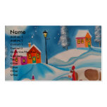 cow sheep winter snow scene folk art business card templates
