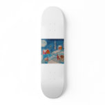 cow sheep winter snow scene folk art skate deck